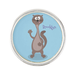 Funny weasel cartoon illustration lapel pin
