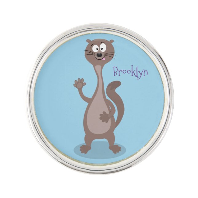 Funny weasel cartoon illustration lapel pin (Front)