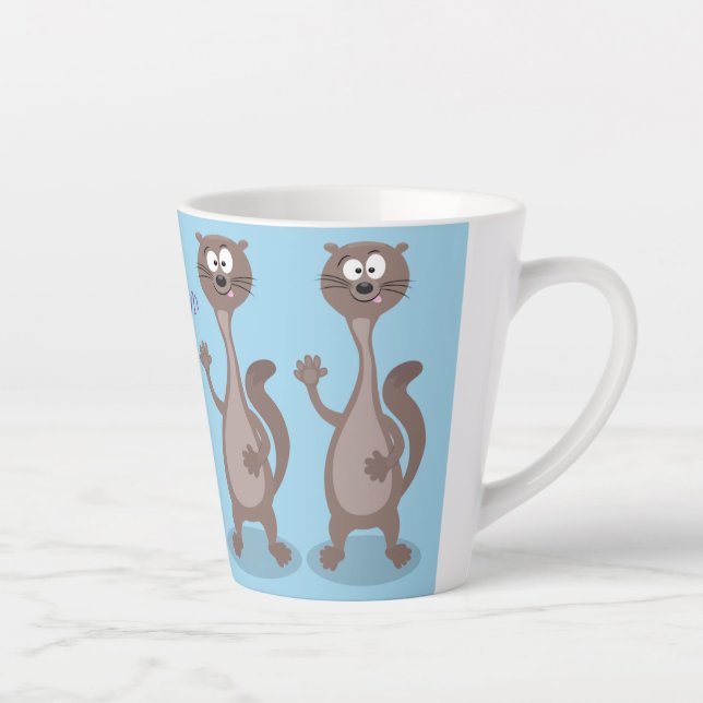 Funny weasel cartoon illustration latte mug (Right)