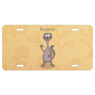 Funny weasel cartoon illustration license plate