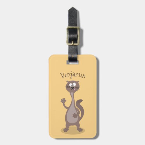 Funny weasel cartoon illustration luggage tag