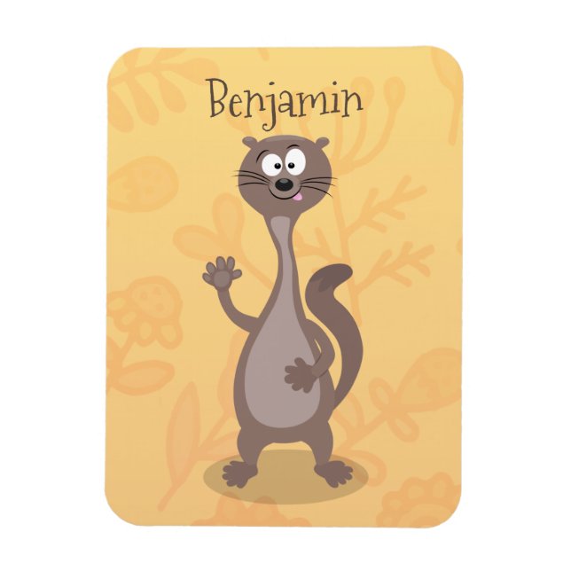 Funny weasel cartoon illustration magnet (Vertical)