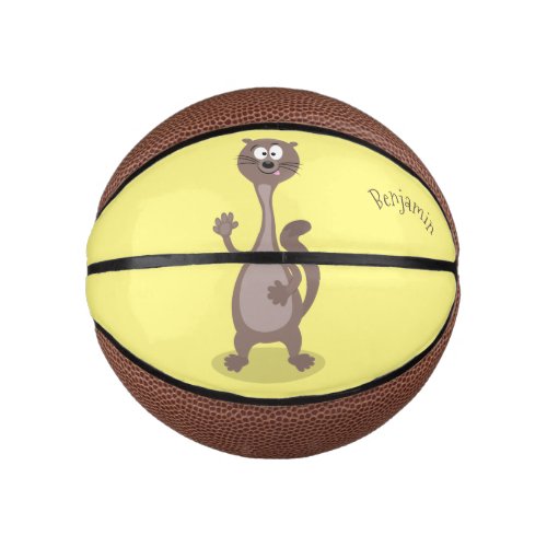 Funny weasel cartoon illustration mini basketball