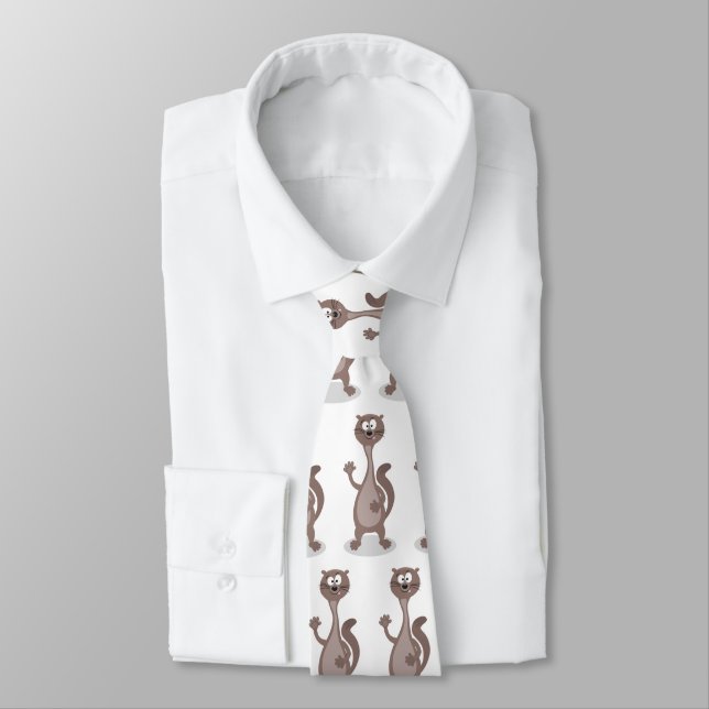 Funny weasel cartoon illustration neck tie (Tied)