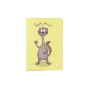 Funny weasel cartoon illustration passport holder