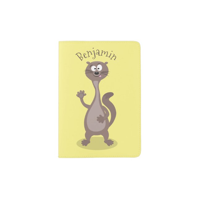 Funny weasel cartoon illustration  passport holder (Front)