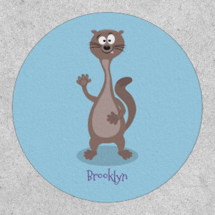 Funny weasel cartoon illustration patch
