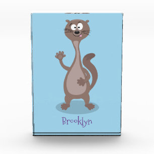 Funny weasel cartoon illustration photo block