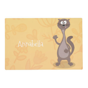 Funny weasel cartoon illustration placemat