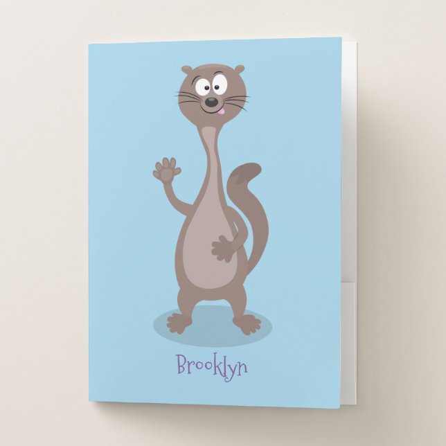 Funny weasel cartoon illustration  pocket folder (Front)