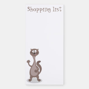 Funny weasel cartoon illustration saying hello magnetic notepad