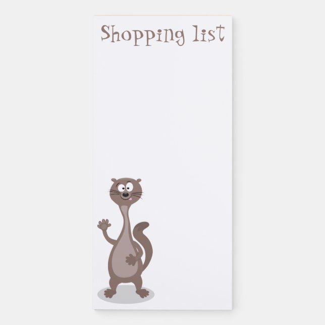 Funny weasel cartoon illustration saying hello magnetic notepad (Front)