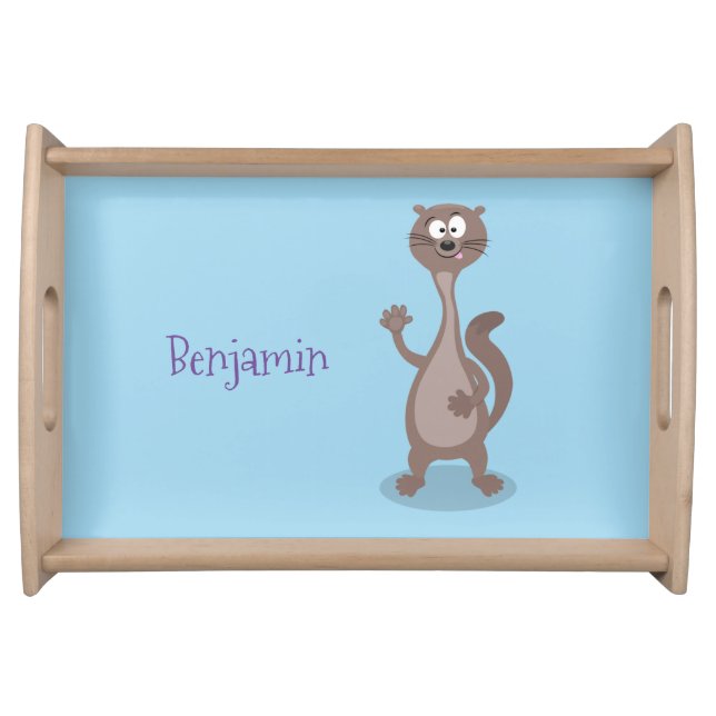 Funny weasel cartoon illustration serving tray (Front)