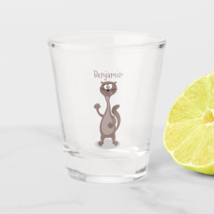Funny weasel cartoon illustration shot glass