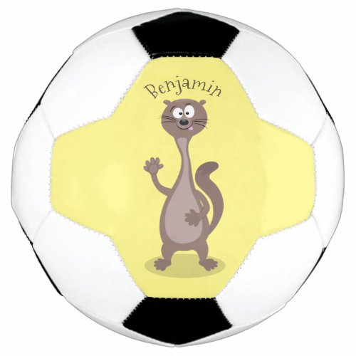 Funny weasel cartoon illustration soccer ball