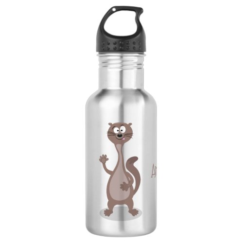 Funny weasel cartoon illustration stainless steel water bottle