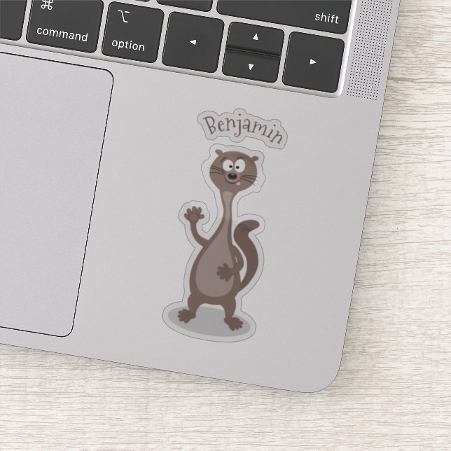 Funny weasel cartoon illustration sticker (Detail)