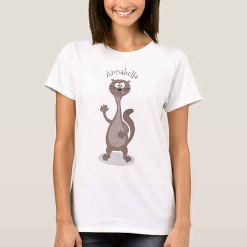 Funny weasel cartoon illustration T_Shirt