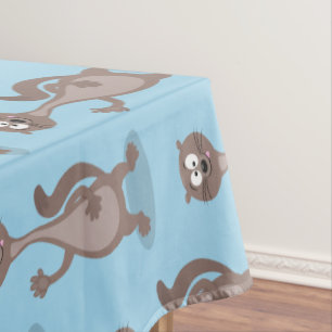 Funny weasel cartoon illustration tablecloth