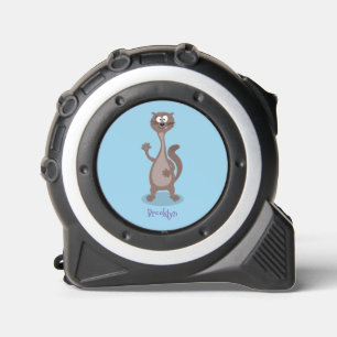 Funny weasel cartoon illustration tape measure