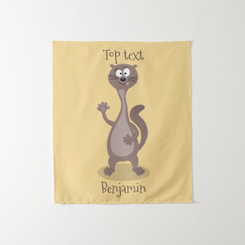 Funny weasel cartoon illustration  tapestry