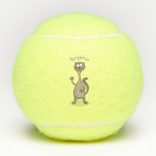 Funny weasel cartoon illustration  tennis balls