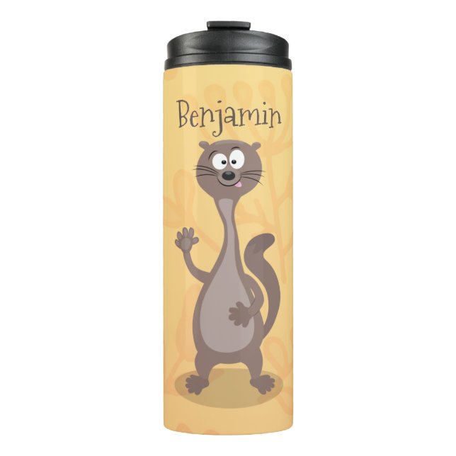 Funny weasel cartoon illustration thermal tumbler (Front)