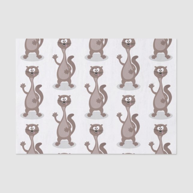 Funny weasel cartoon illustration tissue paper (Front)
