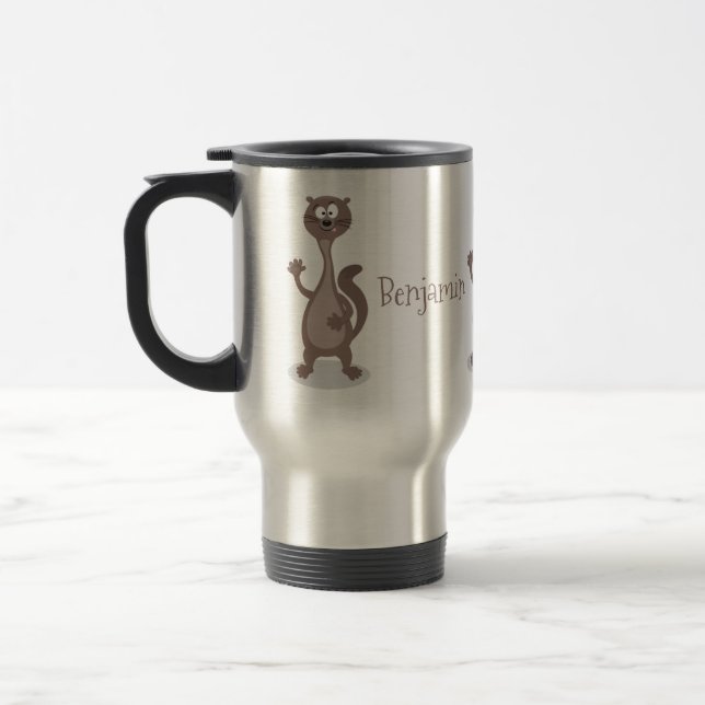 Funny weasel cartoon illustration travel mug (Left)