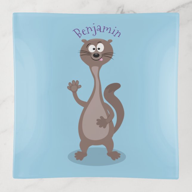 Funny weasel cartoon illustration trinket tray (Front)