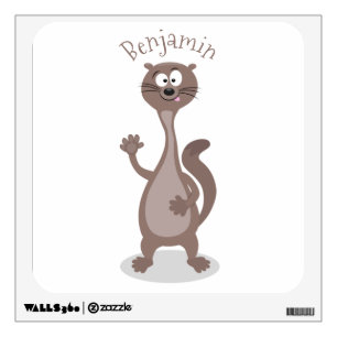 Funny weasel cartoon illustration wall decal