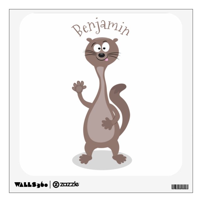 Funny weasel cartoon illustration wall decal (Front)