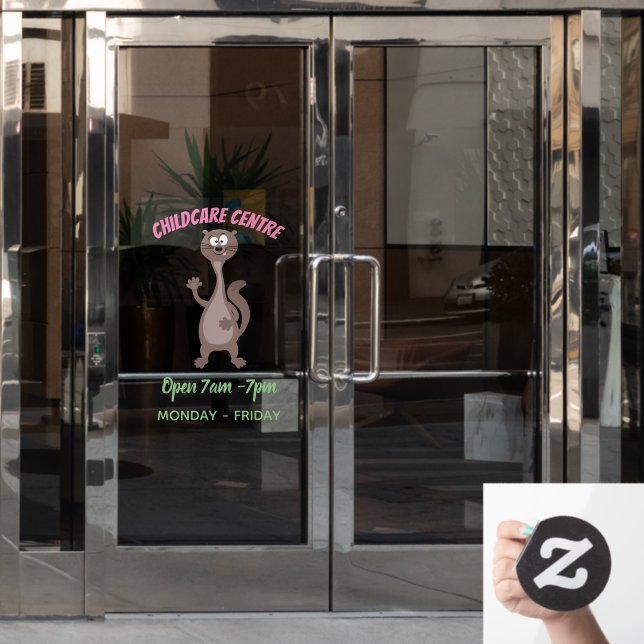 Funny weasel cartoon illustration window cling (Office Door)