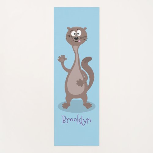 Funny weasel cartoon illustration yoga mat