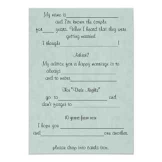 Funny Wedding Advice, Comment Card