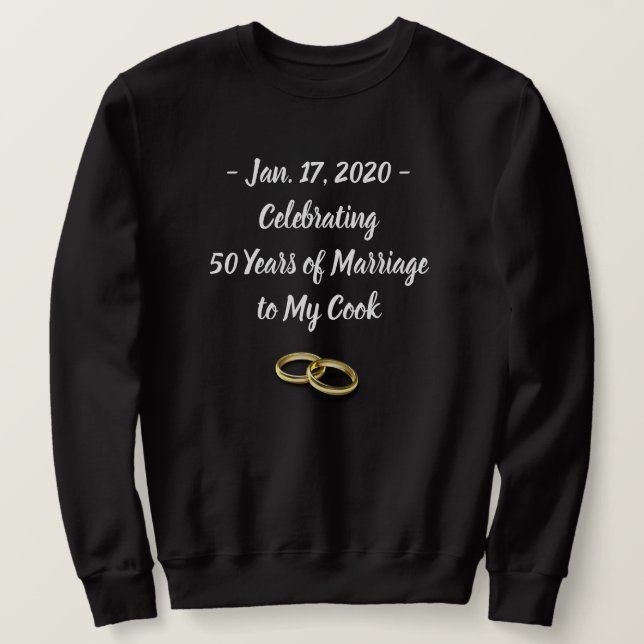 Funny Wedding Anniversary Men's Customizable Black Sweatshirt (Design Front)