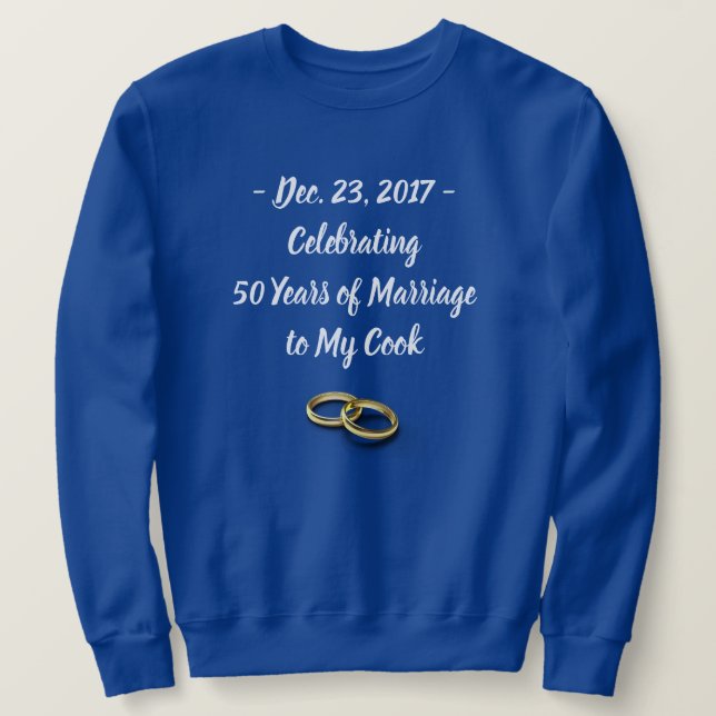 Funny Wedding Anniversary Men's Customizable Blue Sweatshirt (Design Front)