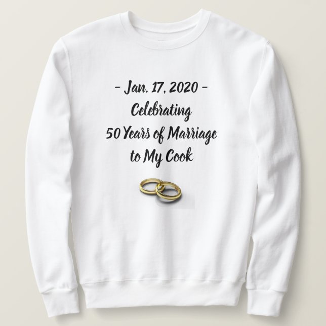 Funny Wedding Anniversary Men's Customizable White Sweatshirt (Design Front)