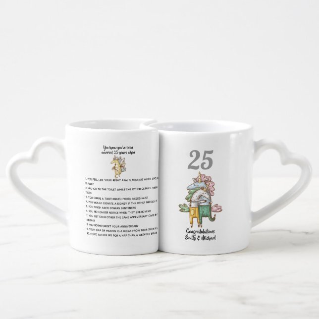 FUNNY Wedding Anniversary Mugs Personalized (Back Nesting)