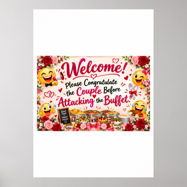 Funny Wedding Buffet Sign | Reception Decor (Front)