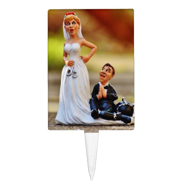 Funny Wedding Cake Toppers, Ball and Chain Cake Topper (Front)
