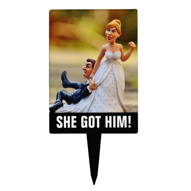 Funny Wedding Cake Toppers, Reluctant Groom Cake Topper (Front)