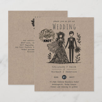 Funny Wedding Cartoon Bride Groom Handdrawn