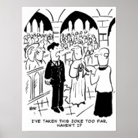 Funny Wedding Cartoon - Bridegroom Practical Joke Poster