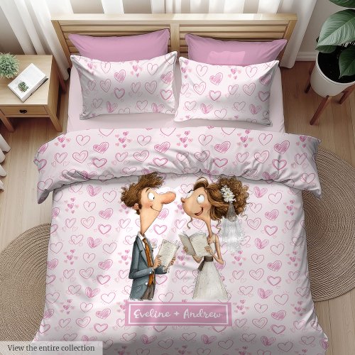 Funny Wedding Couple Duvet Cover Custom Name Gift