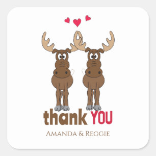 Funny Wedding Cute Humor Thank You Fun Moose Square Sticker