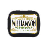 Funny Wedding Favor - Bride Groom Name Date Jelly Belly Candy Tin (Top)