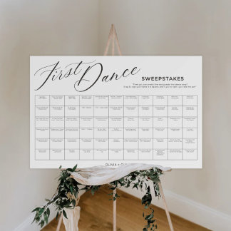 Funny wedding first dance sweepstake game foam board