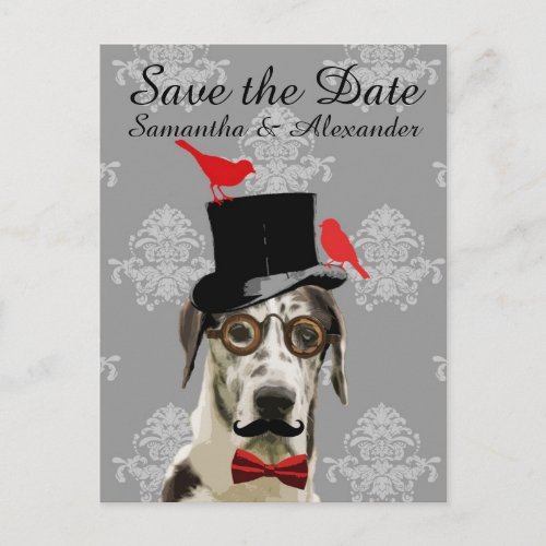 Funny wedding groom dog  save the date announcement postcard