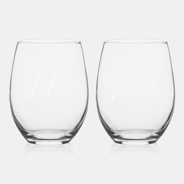 Funny Wedding I Do Matching Set Stemless Wine Glass (Front)